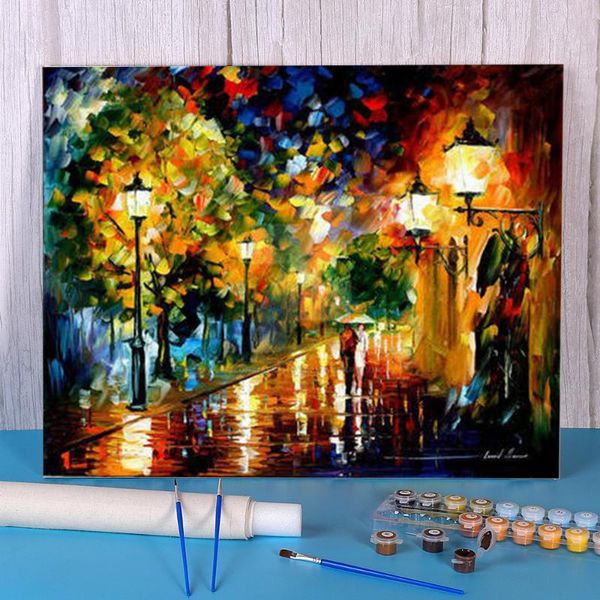 

paintings oil painting style downtown coloring by numbers package paints 50*70 canvas pictures home decoration wholesale