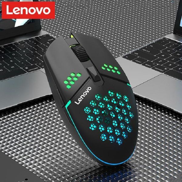 

lenovo m105 7 lights led usb wired mouse hole honeycomb hollow 3200 dpi gaming for office game mice
