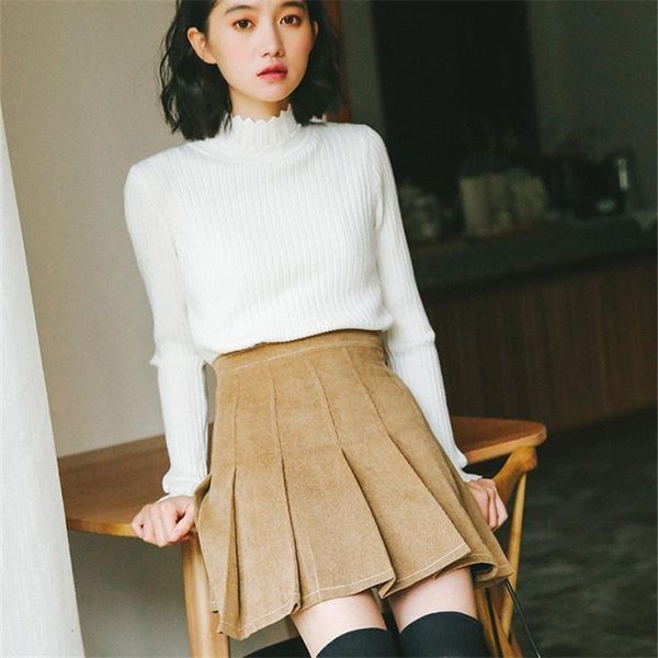

skirts korean version of the slim wild pleated skirt short women, Black