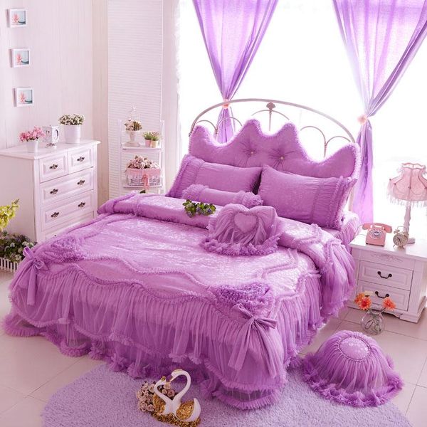

bedding sets exquisite korean style princess cotton romantic lace set duvet cover sheet pillowcase king  full twin 4 pcs
