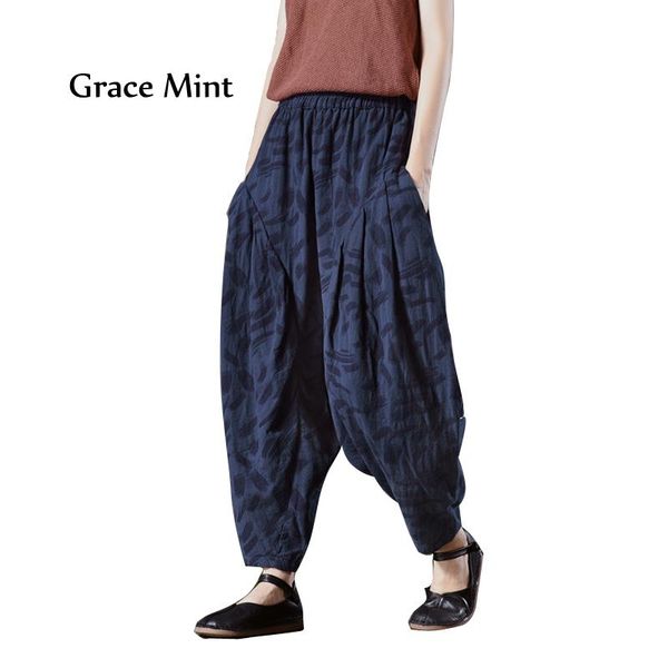 

women's pants & capris turnip casual loose trousers women cotton linen dobby bloomers for, Black;white