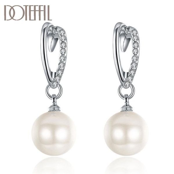 

dangle & chandelier doteffil 925 sterling silver/rose gold/18k gold zircon pearl earrings charm for women jewelry fashion wedding party