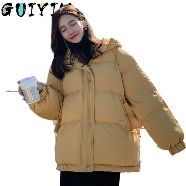 

oversize winter puffer jackets for women female korean loose long sleeve coats woman parkas fashion warm and 211008, Black