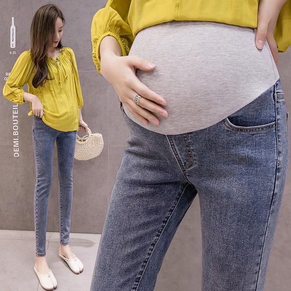 

8858# maternity pants spring autumn jeans belly support abdomen solid color trousers bottoms, White