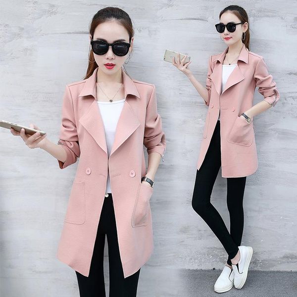 

women's trench coats casual office lady designer women spring coat 2021 loose full sleeve european windbreaker long autum streetwear, Tan;black