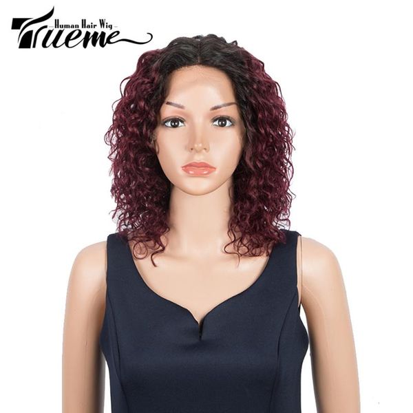 

truemeÂ shortÂ waterÂ waveÂ laceÂ front humanÂ hairÂ wigsÂ remyÂ brazilianÂ bob lace front wig shortÂ bobÂ curlyÂ wigsÂ forÂ blackÂ women wigs, Black;brown