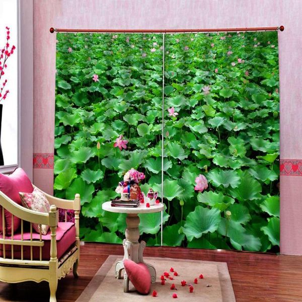 

curtain & drapes hd picture lotus leaf pond flower plant large window for living room bedroom blackout sets 2 panels with hooks