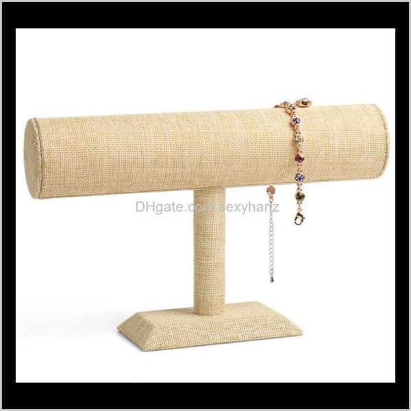 

other packaging & drop delivery 2021 grade burlap wooden bracelet watch jewelry display stand linen bangle headband holder single-layer 1, Black;white