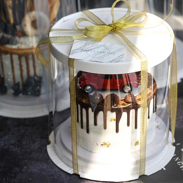 

gift wrap birthday cake box plastic transparent round packaging boxes organizer for home dessert shop