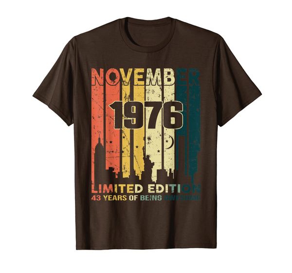 

vintage 43 years old gift awesome since november 1976 shirt, White;black