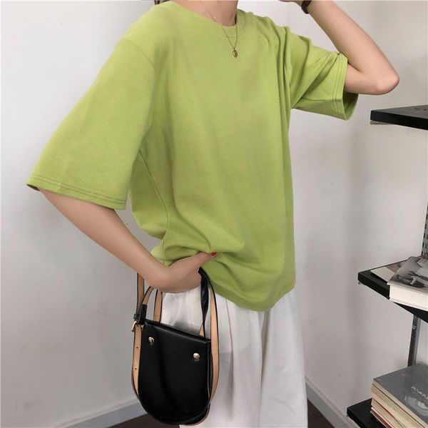 

women's t-shirt h.sa women summer t-shirts pure cotton loose tee solid color casual tshirts o-neck harajuku white korean zf2t