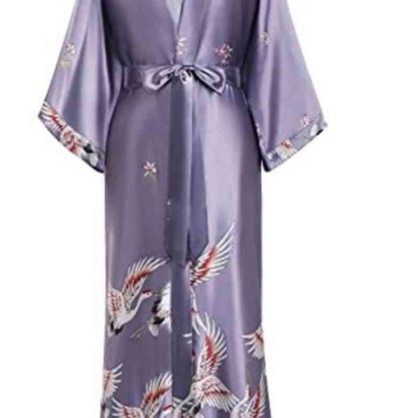 Satin Frauen Bräute Hochzeit Robe Nachtwäsche Seidig Casual Tier Rayon Lange Nachthemd Kimono Bademantel