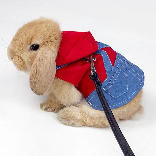 

dog collars & leashes small pet clothes leash set hoodie strap jeans guinea pig lop-eared hamster outdoor #