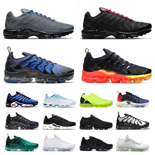 

36-47 tn plus mens womens running shoes designer reflective black grey griffey triple white fresh purple atlanta tennis ball sports sneakers