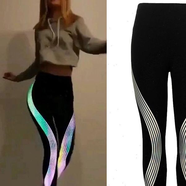 

leggins women leggings push up womens casual individual fitness slim stretch elastic glow in dark plus size pants trousers, Black
