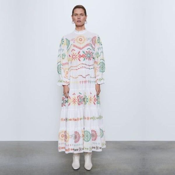 

women's swimwear 2021 white vintage chic women floral print maxi dress bohemian dresses ladies boho pleated long vestidos, White;black