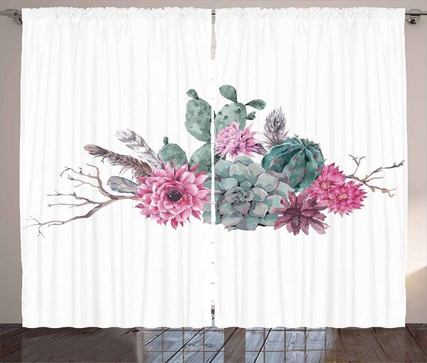 

curtain & drapes succulent curtains feathers flowers cacti hipster elements vintage fashion window for living room