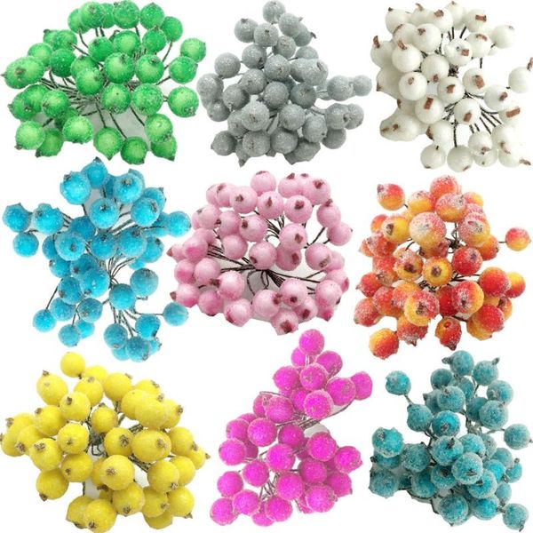 

decorative flowers & wreaths 20pcs 40heads mini plasti fake fruit small berries artificial flower cherry bouquet stamen wedding home christm