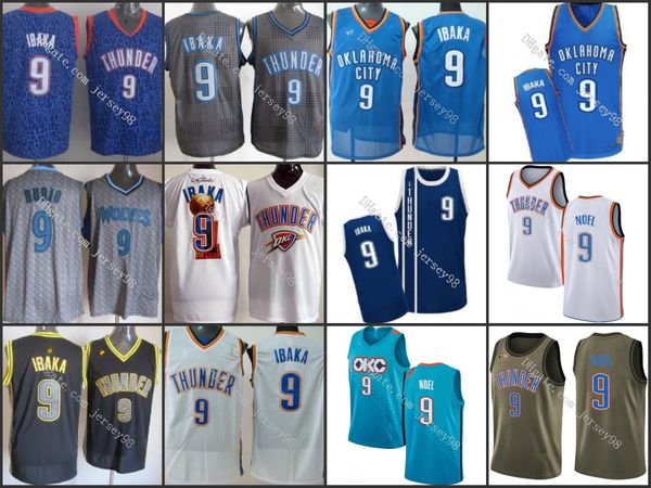 

oklahoma city thunder men #9 serge ibaka rubio noel retro basketball jersey, Black