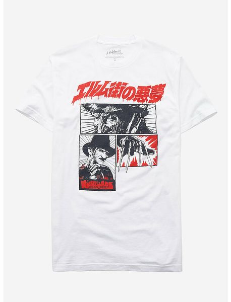 

a nightmare on elm street manga freddy t-shirt, White;black