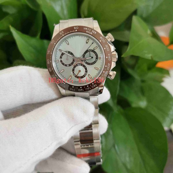 

jh maker men wristwatches watches 40mm 116506 chronograph work eta cal.4130 movement stainless 316l mechanical automatic mens watch box, Slivery;brown