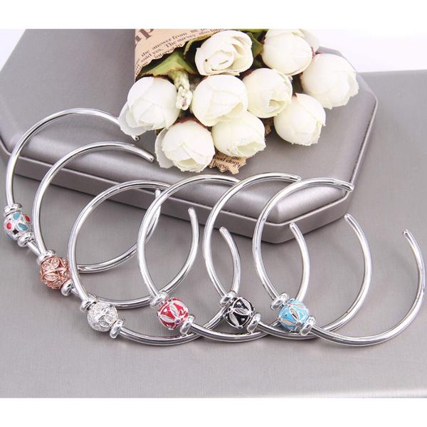 

charm bracelets hemiston color beads carrier bangles fit trendy glam fashion jewelry gift for women bijoux femme, Golden;silver