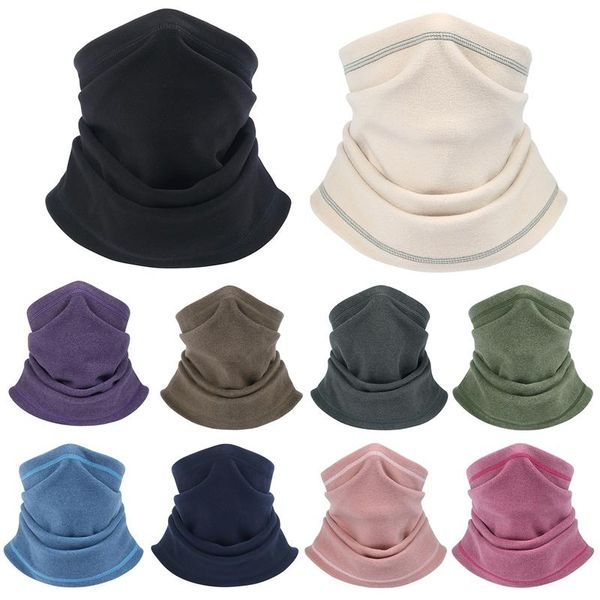 

cold weather polar fleece thermal neck gaiter tube scarves warm face cover winter snowboard scarf headband bandana men women cycling caps &, Black