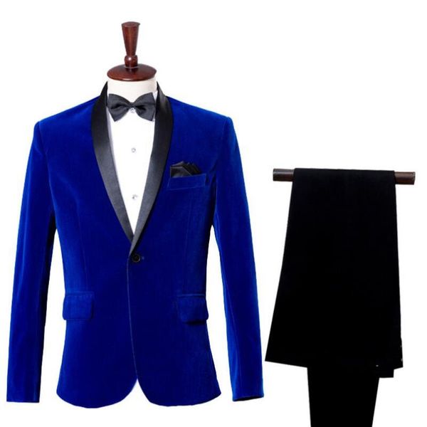 

men's suits & blazers brand mens classic 3 piece set velvet stylish burgundy royal blue red black wedding groom slim fit tuxedo prom co, White;black