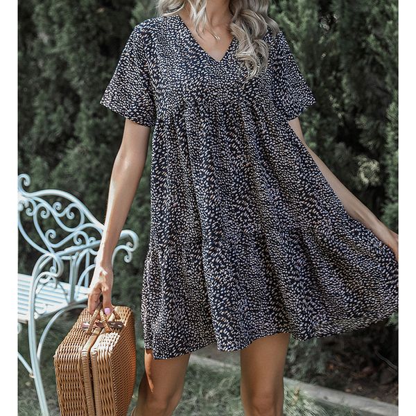 

summer foreign trade fashion european and american style mid-waist chinese pullover skirt printed a- line dress, White;black