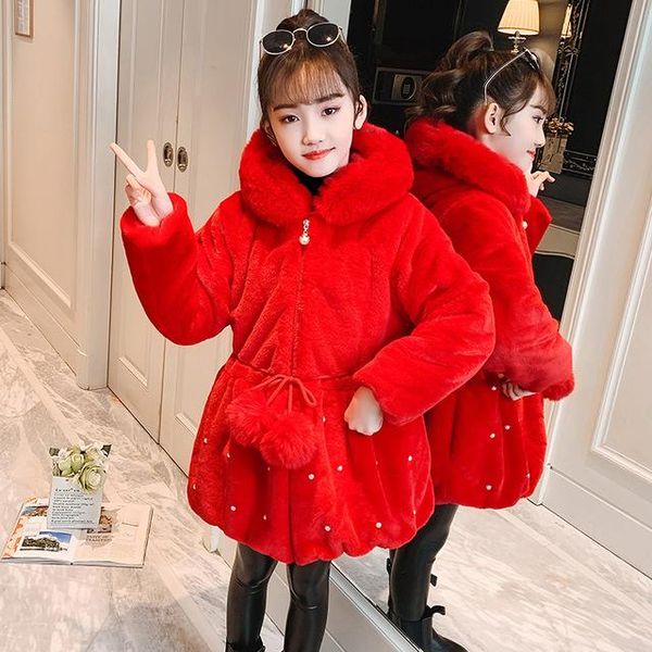 

down coat children girl jacket thick long winter warm fur fashion artificial hooded outerwear clothes for kids girls clothing, Blue;gray