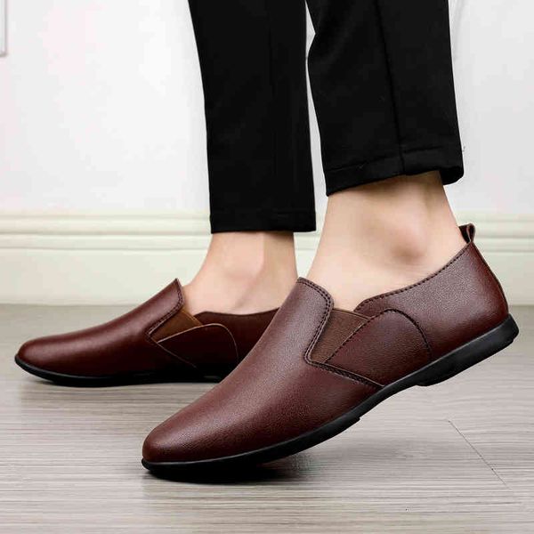 

dress shoes 2021 men's comfortable genuine leather loafers men casual luxury moccasins breathable slip on male driving xlis, Black