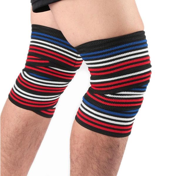 

adjustable 180*8cm knee support elastic compression bandage wraps sleeve gym fitness protector for powerlifting sports safety elbow & pads, Black;gray