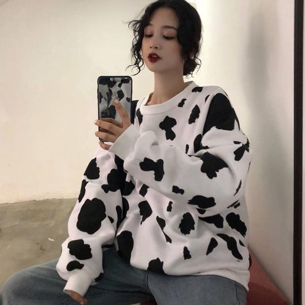 

women's hoodies & sweatshirts autumn 2021 hoodie fashion women print warm long sleeve loose casual sweatshirt pullover, Black