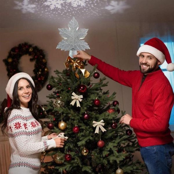 

christmas decorations tree er with rotating 3d snowflake projector hollow lighted leaves star for