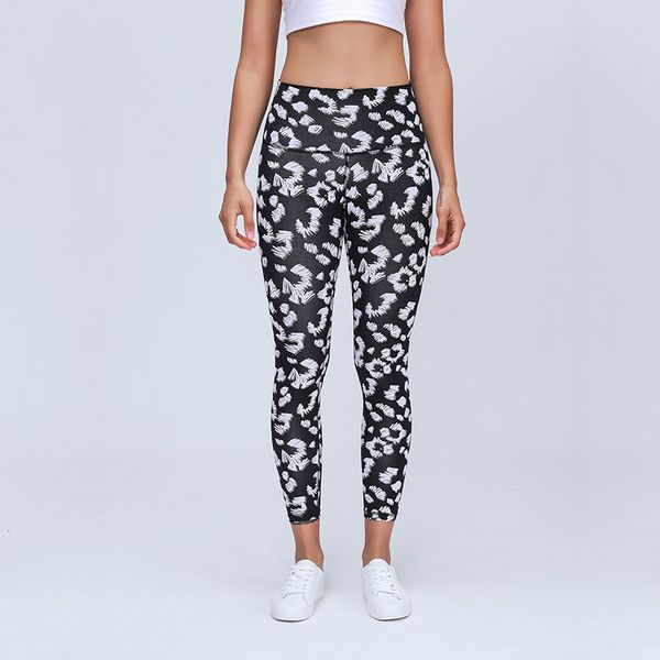 

yoga leggings pants women running workout high waist fashion print sports gym fitness clothes leggins full length trouses, Black