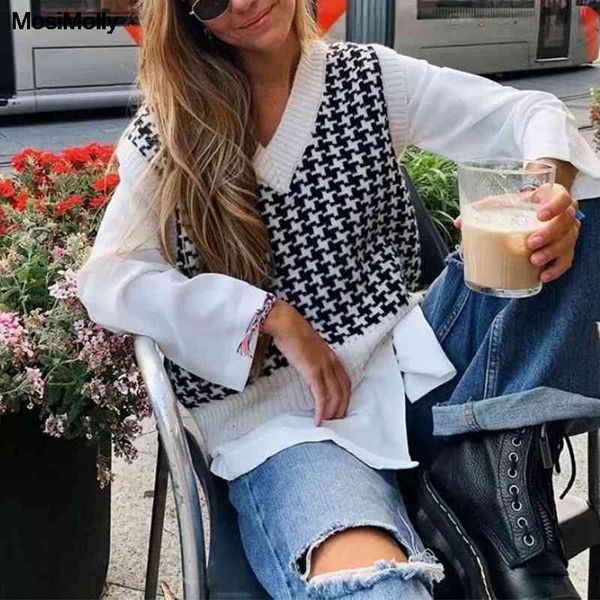 

women's sweaters trendy plaid sweater jackets vest women sleeveless knitted pullovers loungewear r5qb, White;black