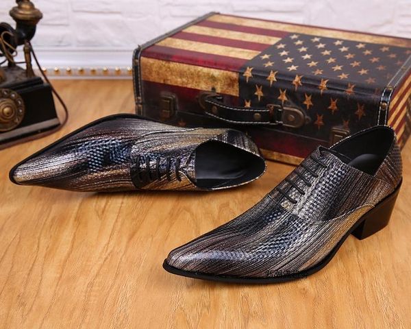 

dress shoes zobairou mens italian leather glitter pointy loafers high heels wedding formal men plus size, Black