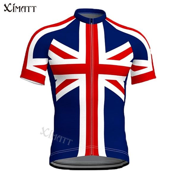 Racing Jackets Classic Retro Grã-Bretanha National Team Pro Ciclismo Jersey Ximasummer Poliéster Homens Esportes de Manga Curta Rápida Respirável