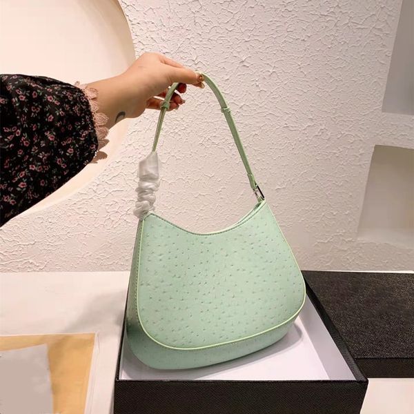

2022 women ostrich handbags shoulder bags designer cleo ostrich purses hobos small beach totes with triangle lady handbag high quaity