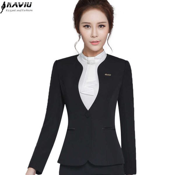 

autumn female long sleeve blazer outerwear fashion women slim plus size office jacket workwear 210604, White;black