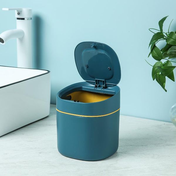 

waste bins simple plastic trash can creative push type elastic cover mini fruit shell storage bin household daily necessities