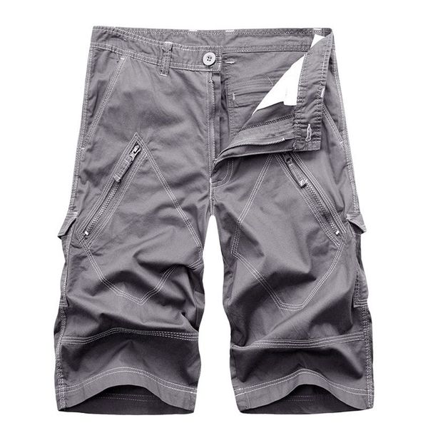 

men cargo shorts summer cotton knee length pants male casual trousers fashion clothing plus size 210716, White;black