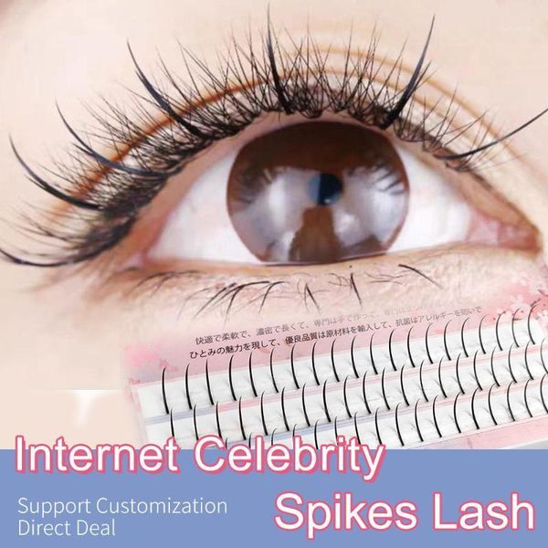 

lakanaku mink spikes lashes cilios premade volume fans c d curl individual fake eyelashes lash false1