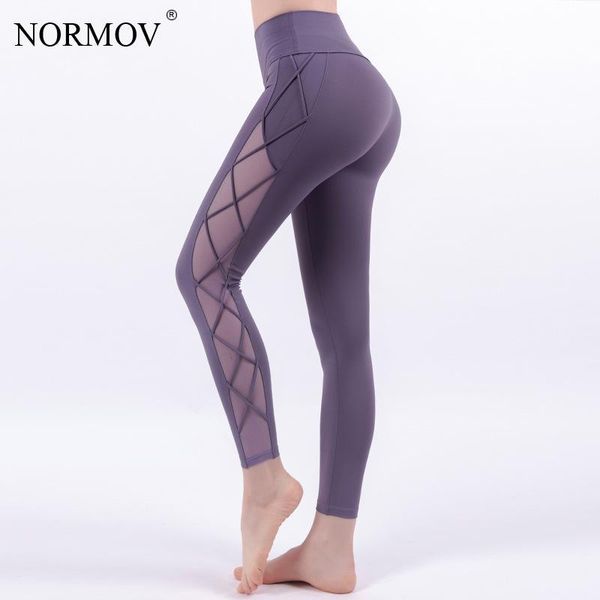 

women's leggings normov sports mesh grid high waist push up long fitness pants running naked sense breathable quick dry women, Black