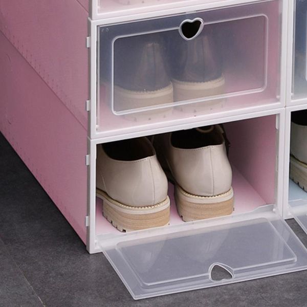 

clear plastic shoe box organizer thickened foldable storage case boxes stackable drop clothing & wardrobe