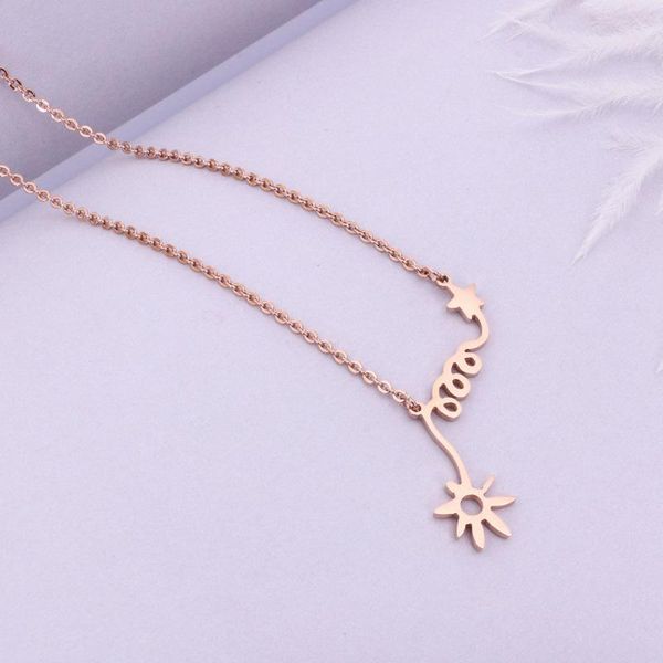

pendant necklaces rose gold color flower necklace women, fashion stainless steel pendants friend jewelry bijoux femme joias, Silver