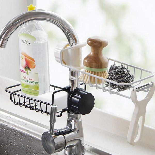 

kitchen storage & organization stainless steel sink rack drain sponge rag water-tap hanging basket accessories organizer
