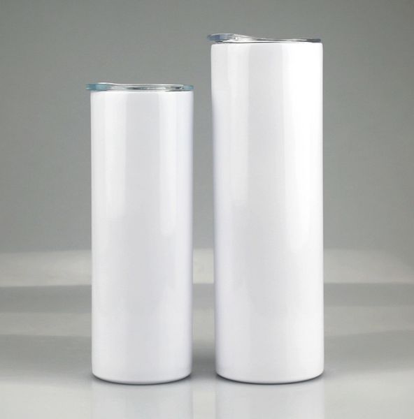 Sublimation Verjüngter Tumbler-Edelstahl-leerer weißer Tasse mit Deckel-Strohzylinderflasche frei schnelles Meer Versand dap347