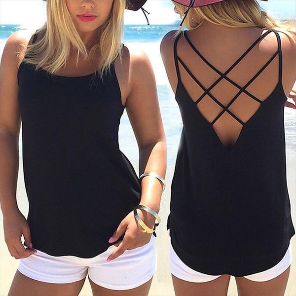 

summer soild sleeveless camisole solid womens tank hollow out thin cool loose high quality, White