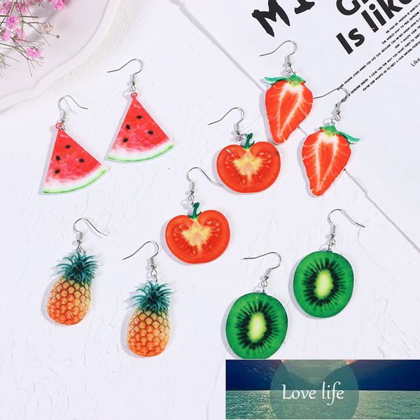 

cute fruit lady earrings strawberry pineapple tomato kiwi orange cucumber pineapple girl fruit earrings, Silver